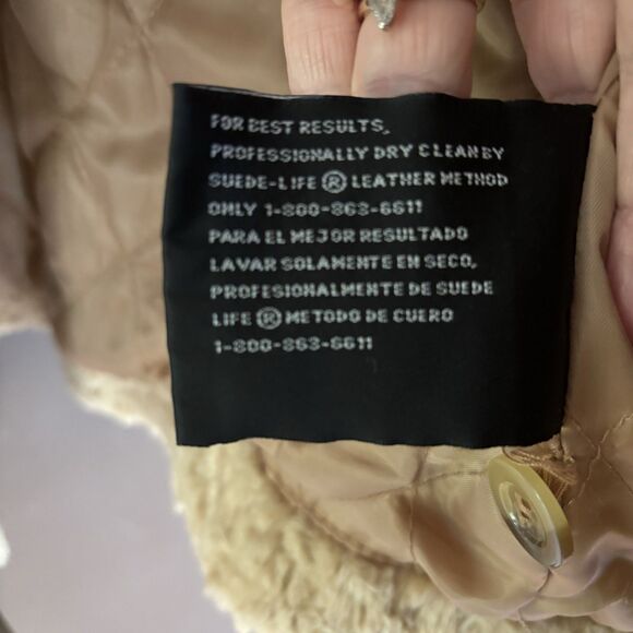 Barn Coat Women M Leather Suede & Fleece Shearling Lined Boho Vntg St Johns Bay - Picture 12 of 15